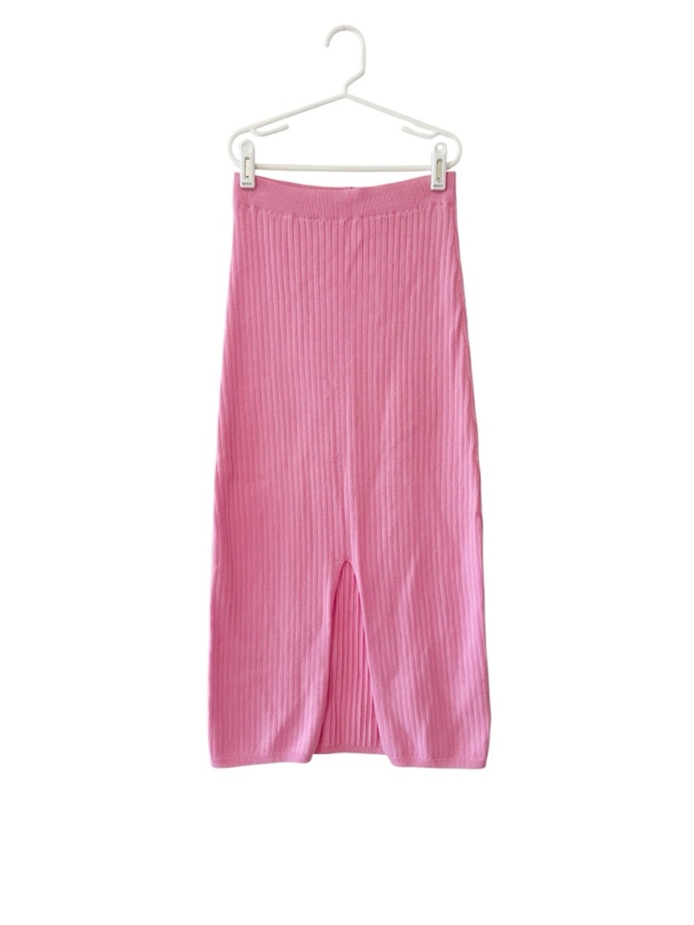 Free People Barbie Pink Ribbed Midi Skirt with Slit Barbiecore Boho Size XS